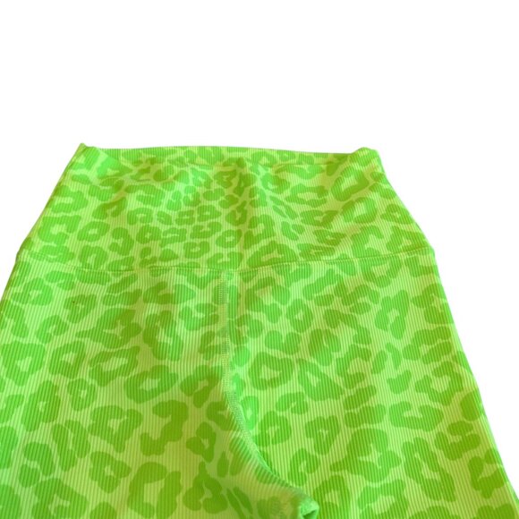 Beach Riot Sport Ayla Neon Green Animal Print Leggings Cheetah Workout Sz Small - Picture 3 of 11